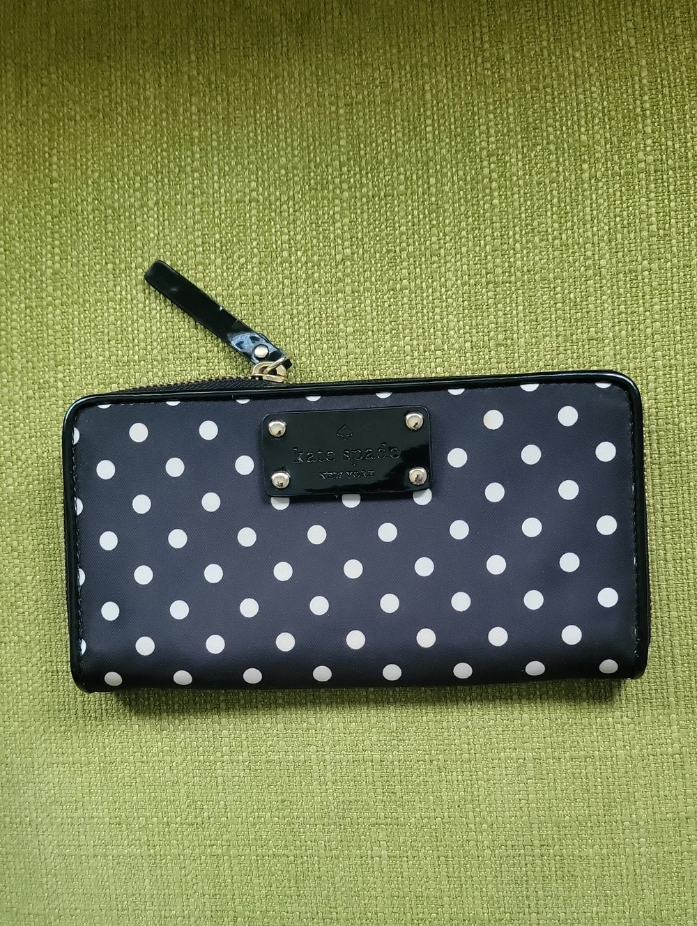 kate spade Black and White Polka Dot Zip Wallet